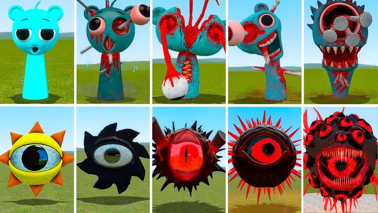 OMG! EVOLUTION OF ALL NEW SKY BLUE SPRUNKI VS ALL MR SUN SPRUNKI In Garry's Mod!