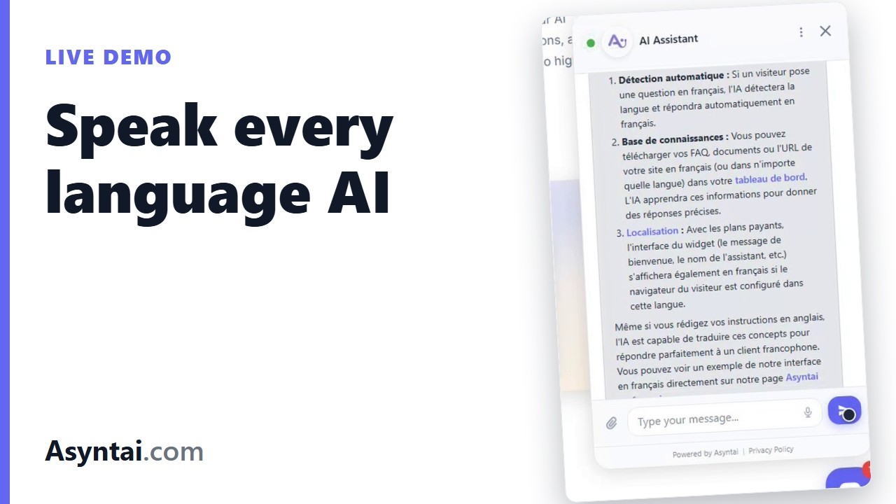 AI Chatbot Speaks Every Language: Asyntai Multilingual Demo