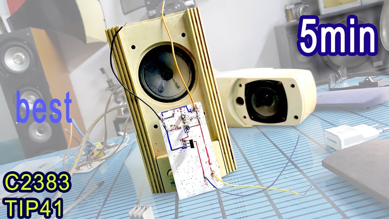 How to make a simple amplifier 5v with transistor best C2383,Tip41