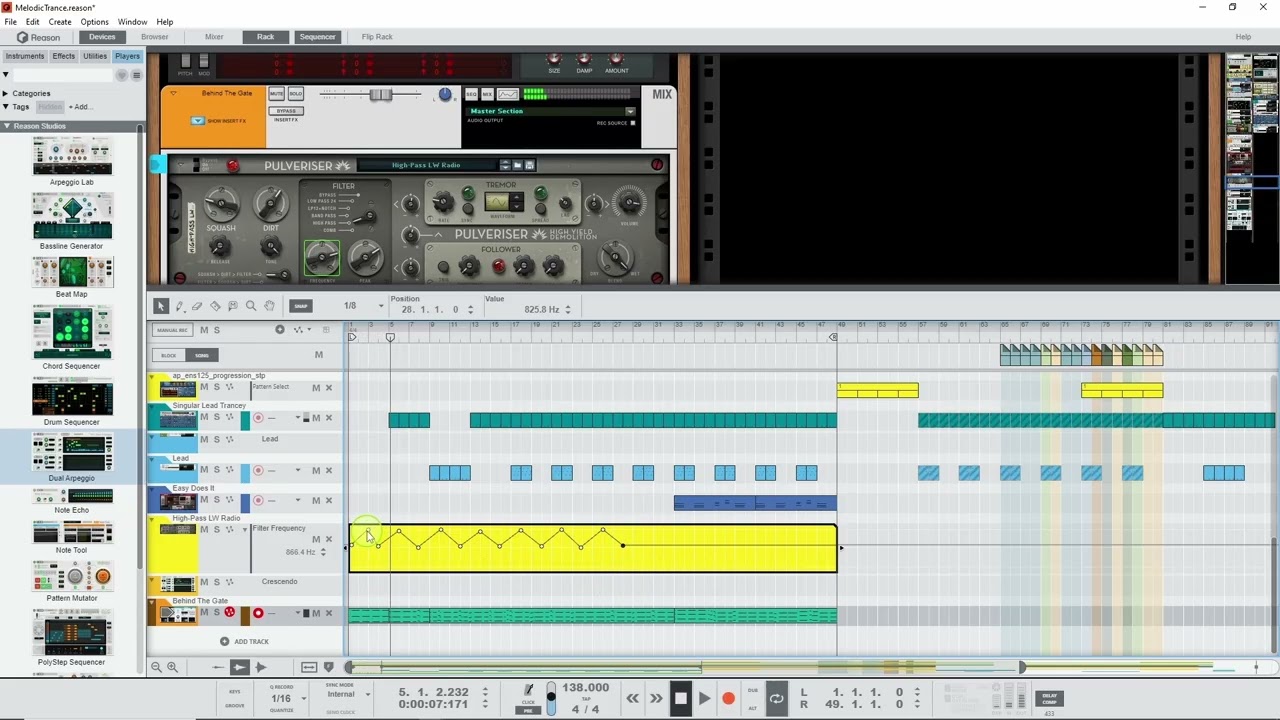 Reason DAW Tutorial - Using gates and sidechaining to create movement in Reason 13.