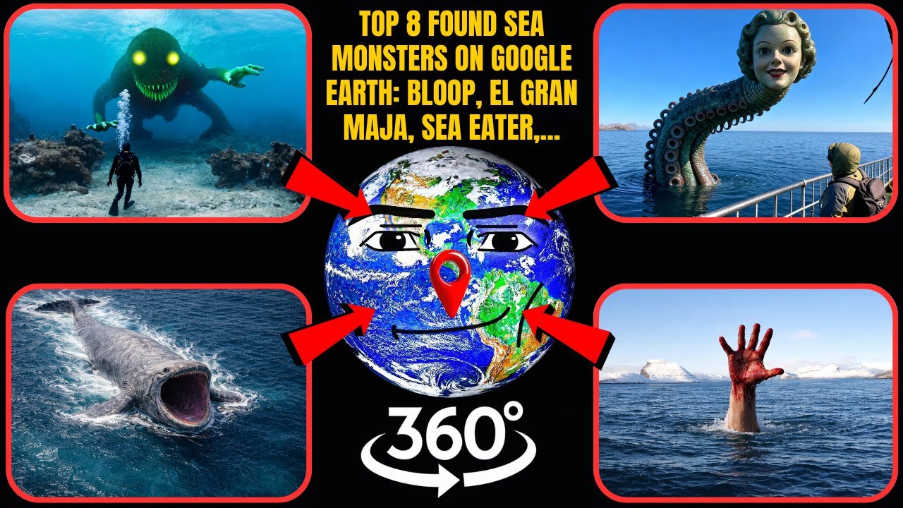VR 360° - Top 8 Found Sea Monsters 2026 on Google Earth: Bloop, El Gran Maja, Sea Eater,...