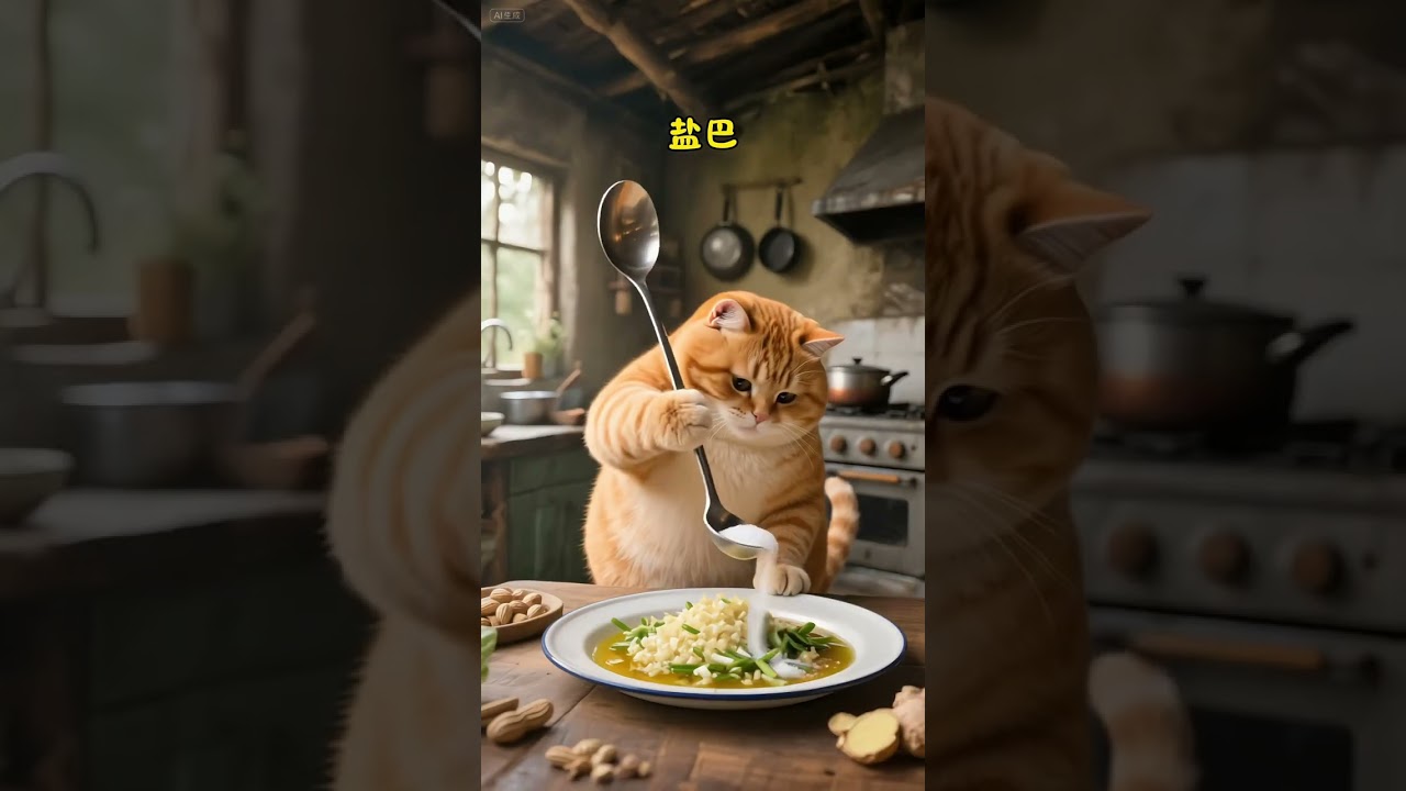 第 781 集 | 肥肥的橘猫煮了美味的白煮鸡。 #猫的故事 #ai猫咪 #娱乐 #搞笑