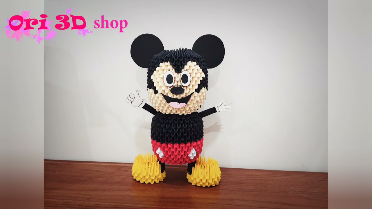 How to make Mickey mouse 3D Origami - Hướng dẫn xếp chuột Mickey Origami 3D
