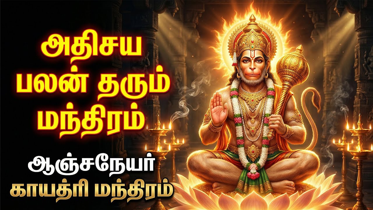 Sri Anjaneyar Gayatri Mantra with Lyrics | Tamil Devotional | அனுமன் காயத்ரி