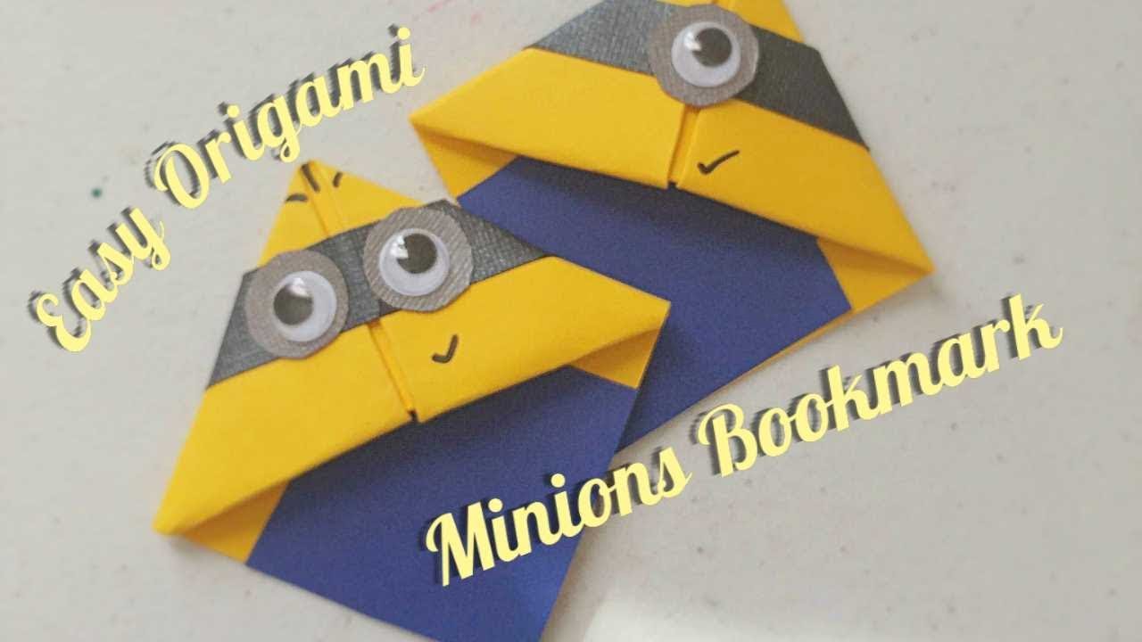 Easy Kids Craft; Origami Minions Bookmark