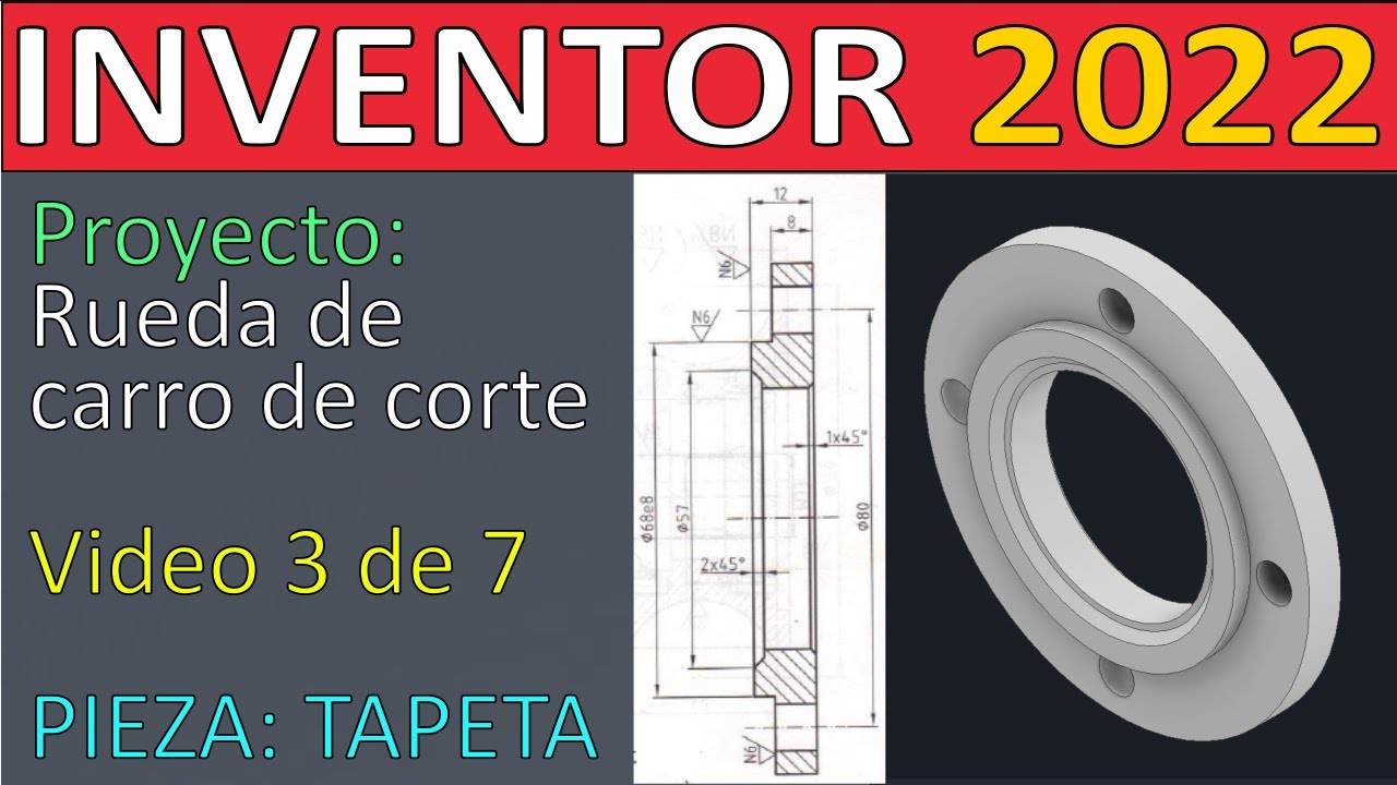 Comandos Revolución y Patrón Circular (circular pattern) | Tapeta | Video 3 de 7 | Inventor 2022