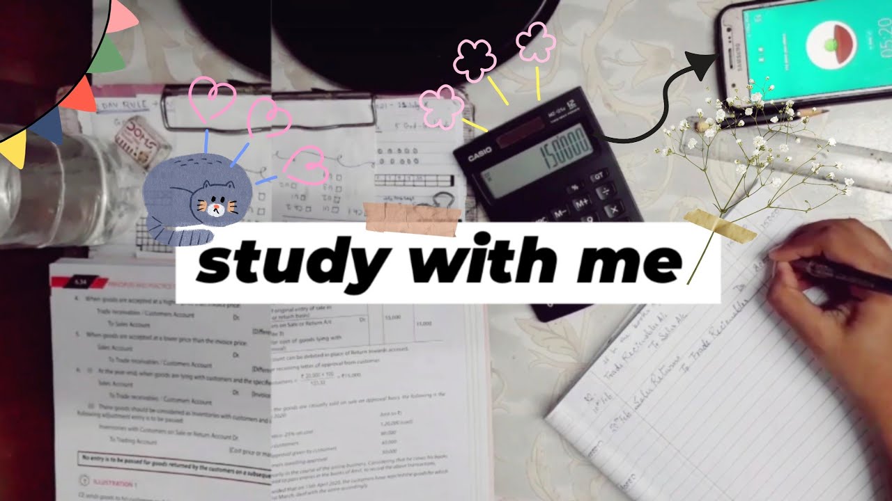 study with me | 20 minutes pomodoro, no music, realtime, background noises *B.com student*