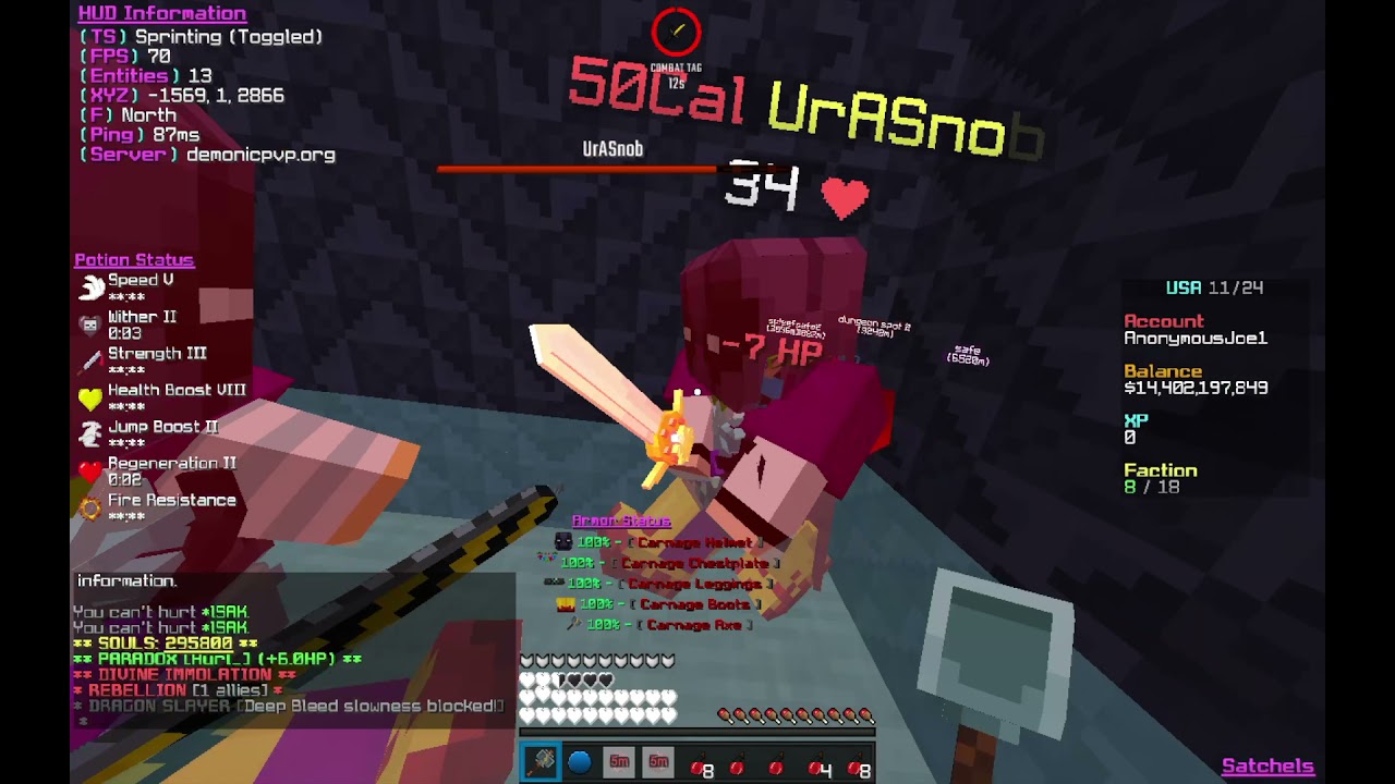 DemonicPvP #7 | Carnage God Kills | CosmicPvP Test Server