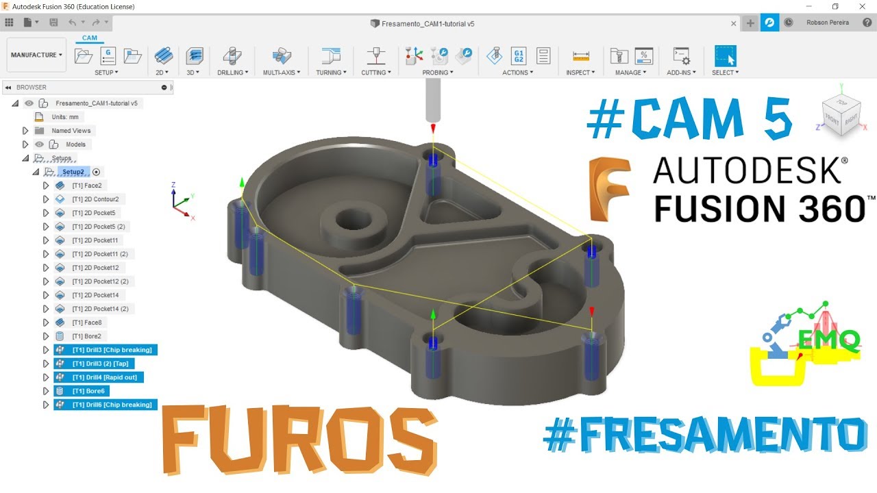 Furação. Fresamento CAM no Fusion 360. #CAM 9