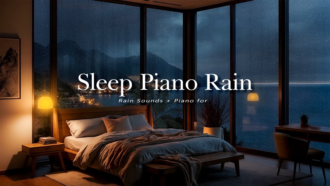 Slow Night Rain Outside the Window & Relaxing Piano | Cozy Bedroom Ambience for Deep Sleep