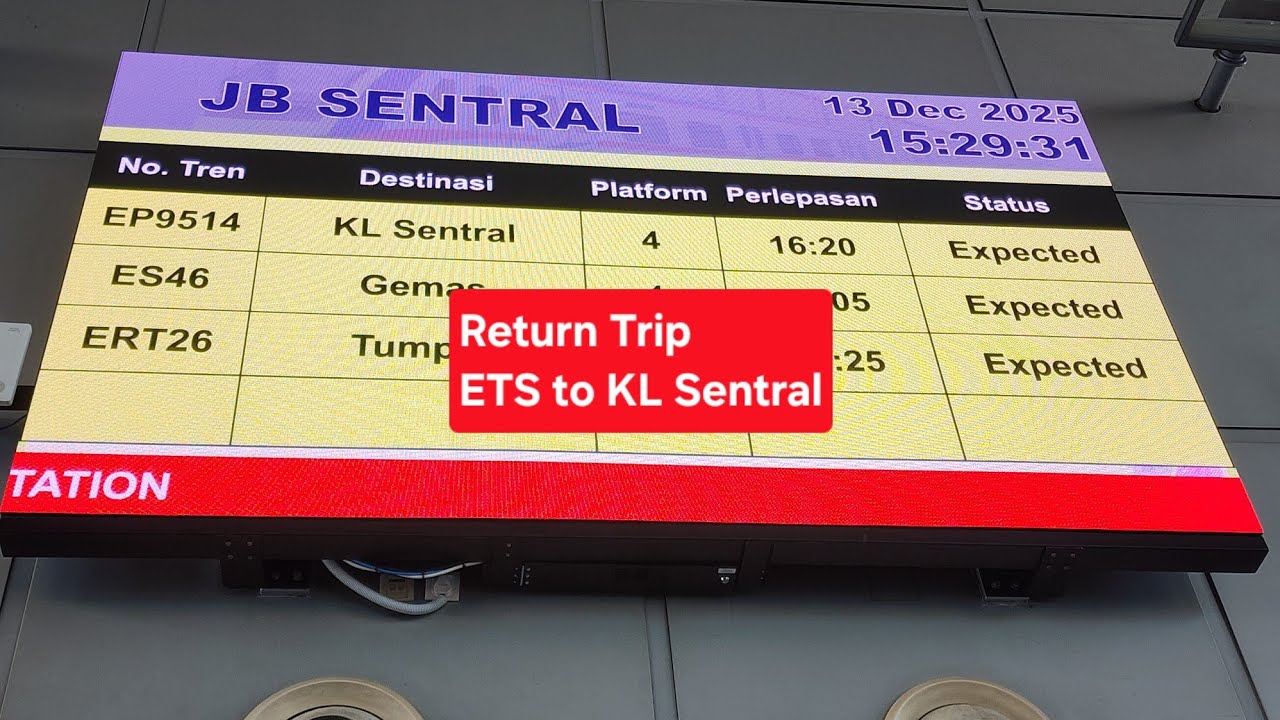 FULL TRIP KTM PETS3 ETS Platinum EP 9514 JB Sentral Johor Bahru - KL Sentral Kuala Lumpur Malaysia