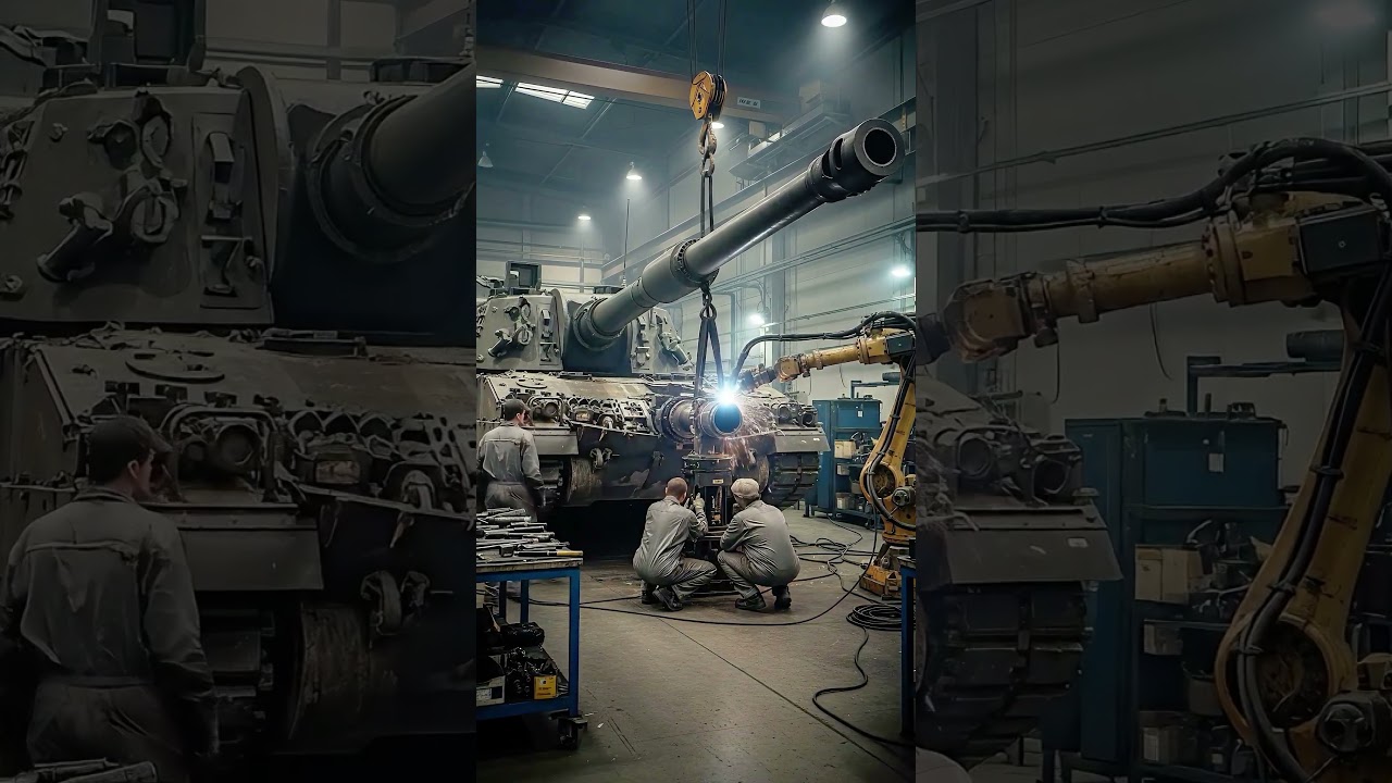 Assembling a war machine: Massive #shorts #mainbattletank #military #construction #fyp #machinery