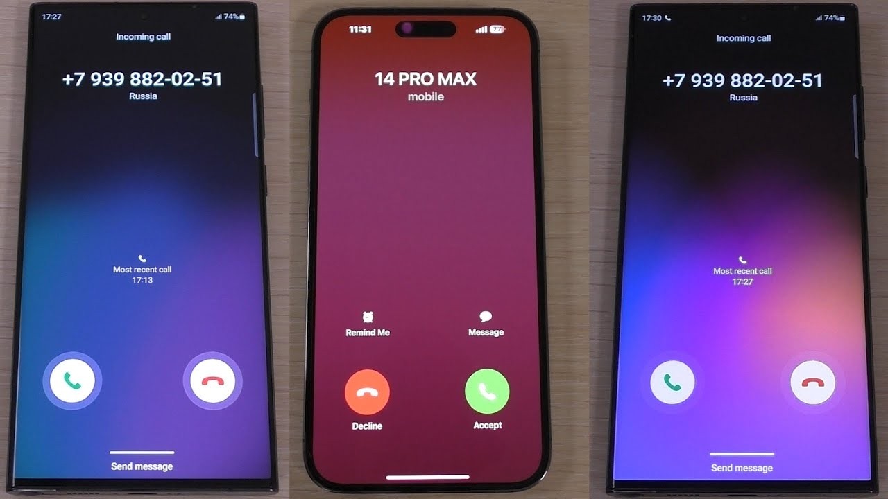 Samsung Galaxy S23 Ultra vs iPhone 14 Pro Max incoming call