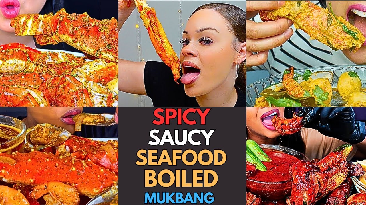 🌶️🦐🦀 Yummy Spicy Seafood Boil Mukbang | Saucy King Crab Seafood Boil | MUKBANG COMPILATION🌶️🦑🔊
