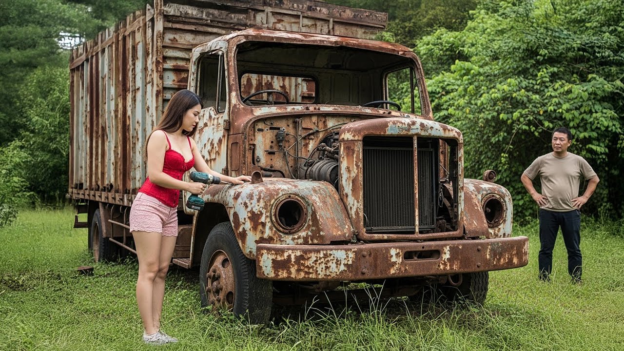 Talented Girl: Restored an abandoned truck in the woods that had broken down after years of disuse