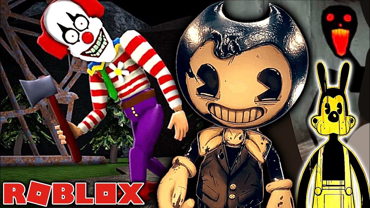 BENDY ESCAPES THE SCARY CLOWN! (Bendy and the Ink Machine Roblox)
