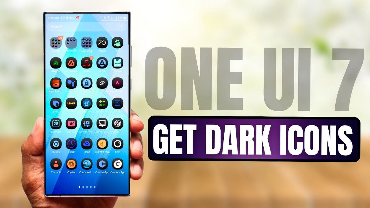 Получите One UI 7 Dark Icons БЕСПЛАТНО!