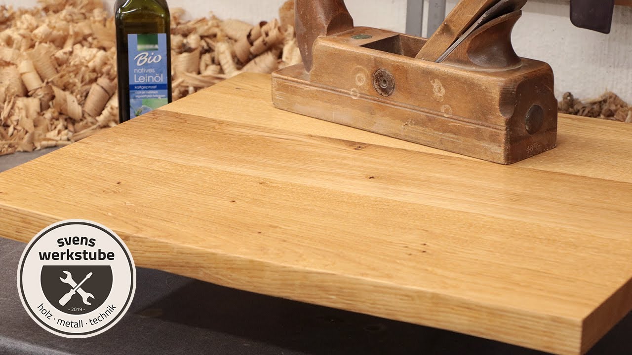 Rustikaler Tisch aus Eiche und Stahl #1 - Tischplatte Leimen, Hobeln, Abrichten