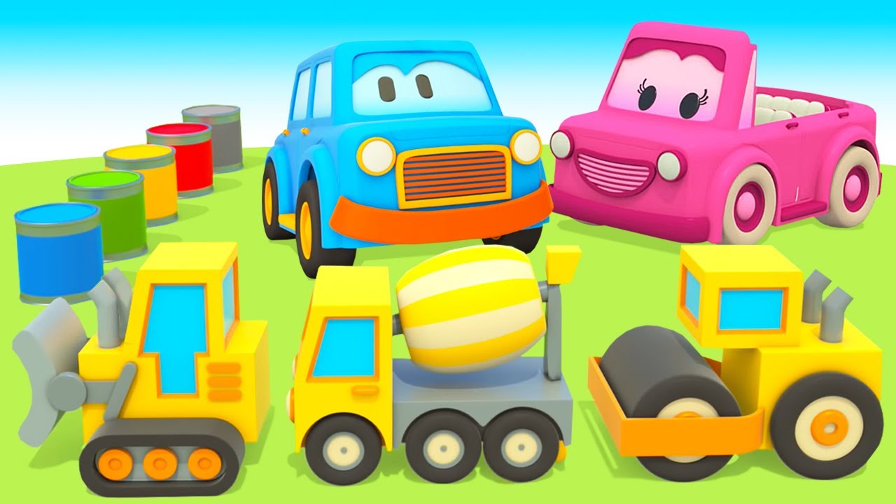 Zeichentrick f&uuml;r Kinder auf Deutsch. Die Schlauen Autos Kindercartoon. Den Spielzeugkran anmalen.