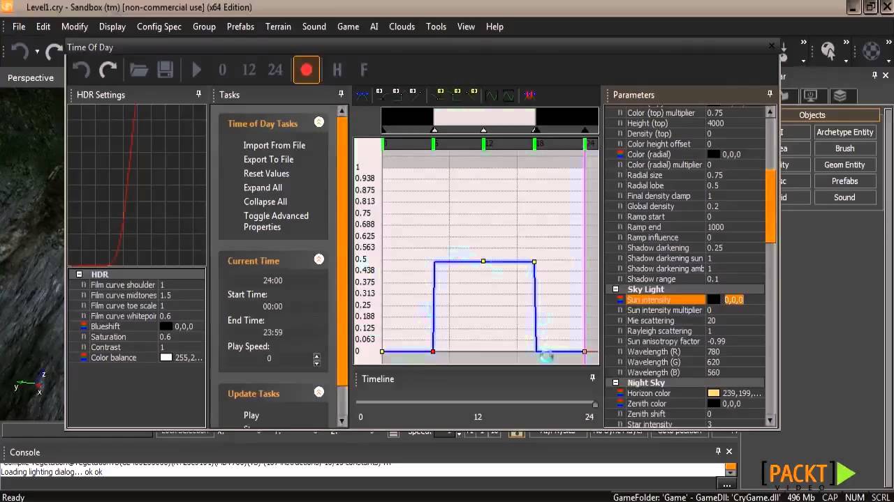 CryENGINE 3 SDK Tutorial: Setting up Time Of Day (TOD) and Skies | packtpub.com