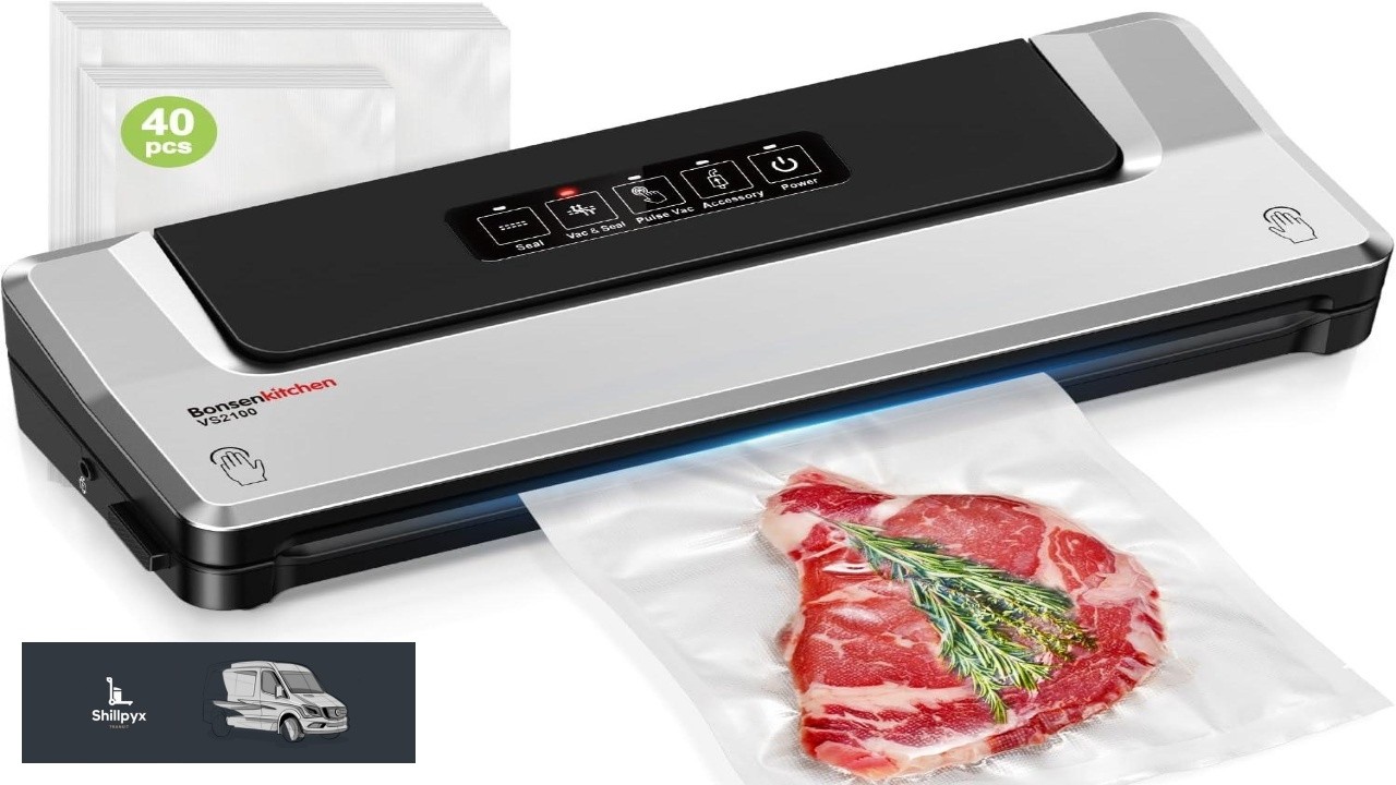 Bonsenkitchen Vacuum Sealer Machine with 40 Bags Compact Food Sealer