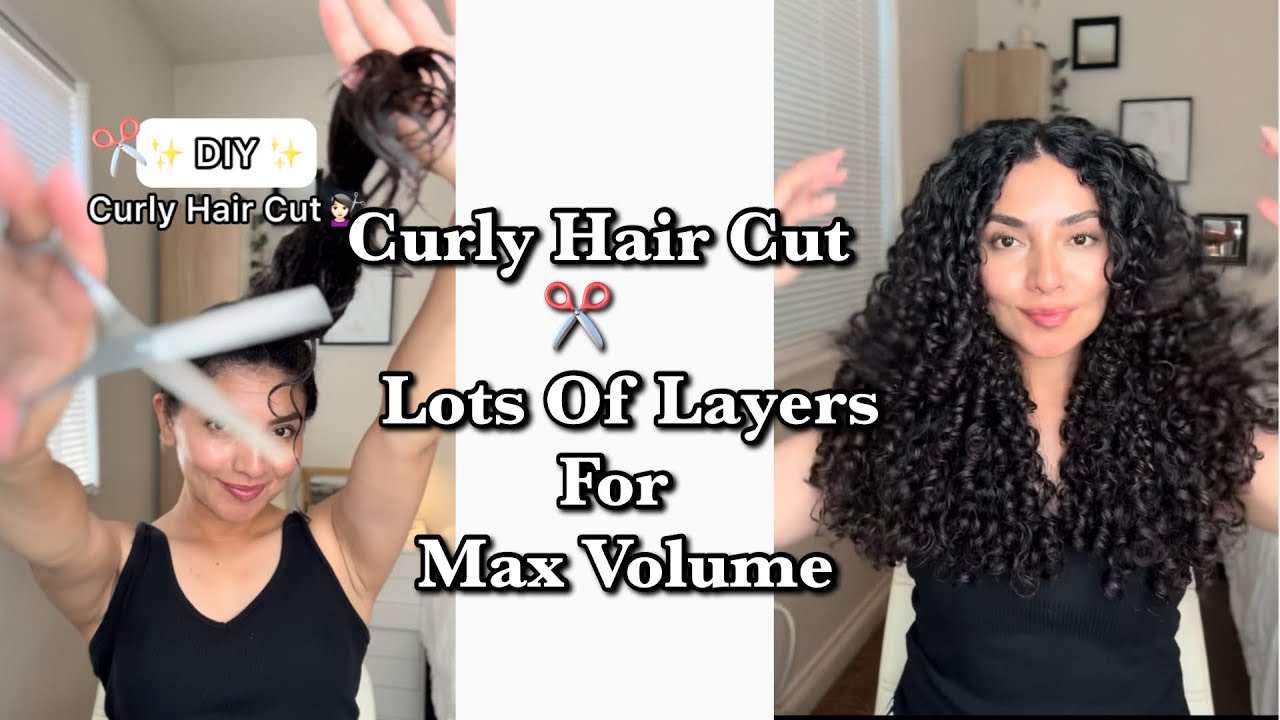 Curly Hair Cut For MAX Volume! Lots Of Layers DIY Cut
