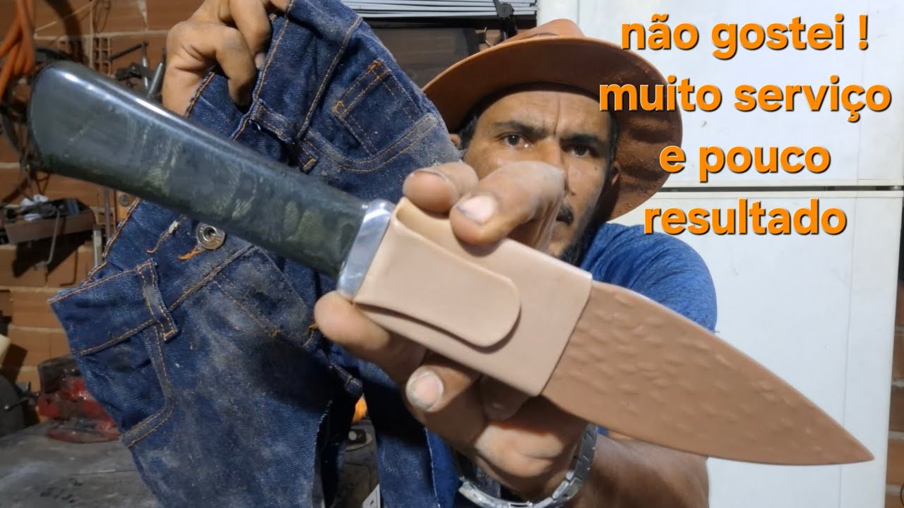 Cabo de faca feito de tecido de calça velha com bainha de PVC.!!