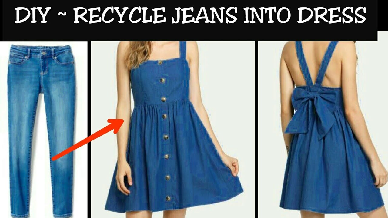 DIY : Convert/Reuse Old Men's Jeans into DENIM DRESS (HINDI)