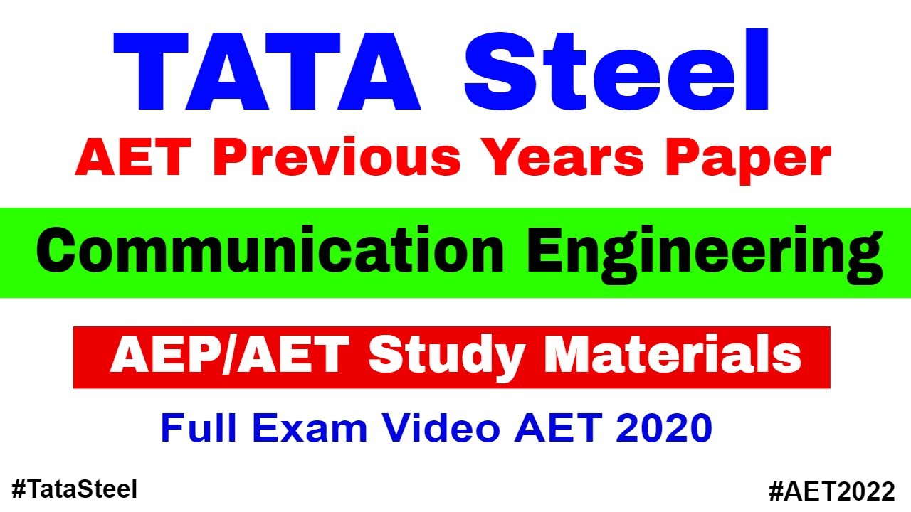 Tata Steel AET Previous Years | TATA STEEL AET Electronics Question Paper | Tata Steel AEP 2022