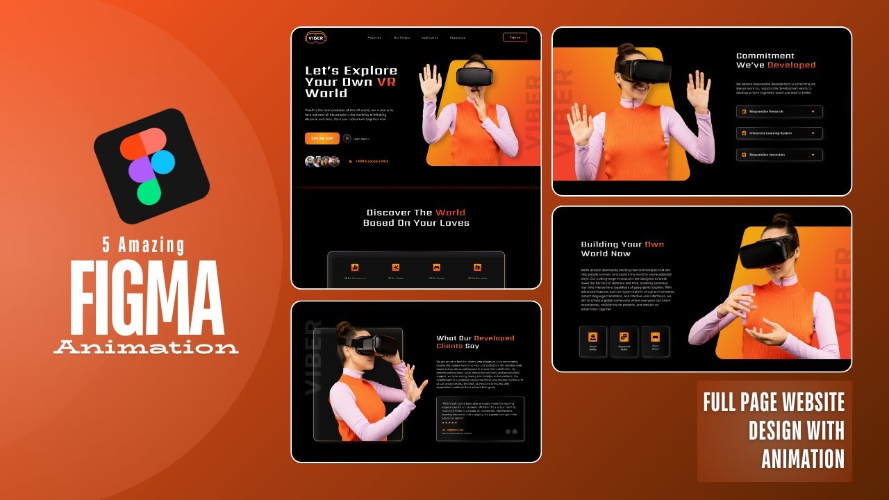 Most Useful Figma Animations with Full Landing Page Design I 5 Animations   I Figma UI Tutorial I