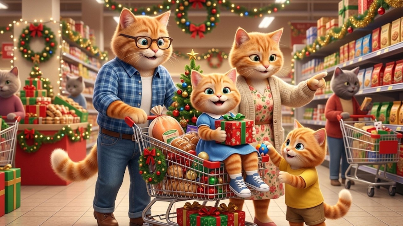 Cute Kittens🎄Christmas Shopping at the Supermarket  Tiger Hat For Kittens At Home🐾🎩🐯