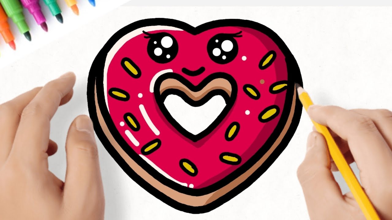 How To Draw A Cute Heart Donut/Simple Donut Drawing for kids and Toddlers 