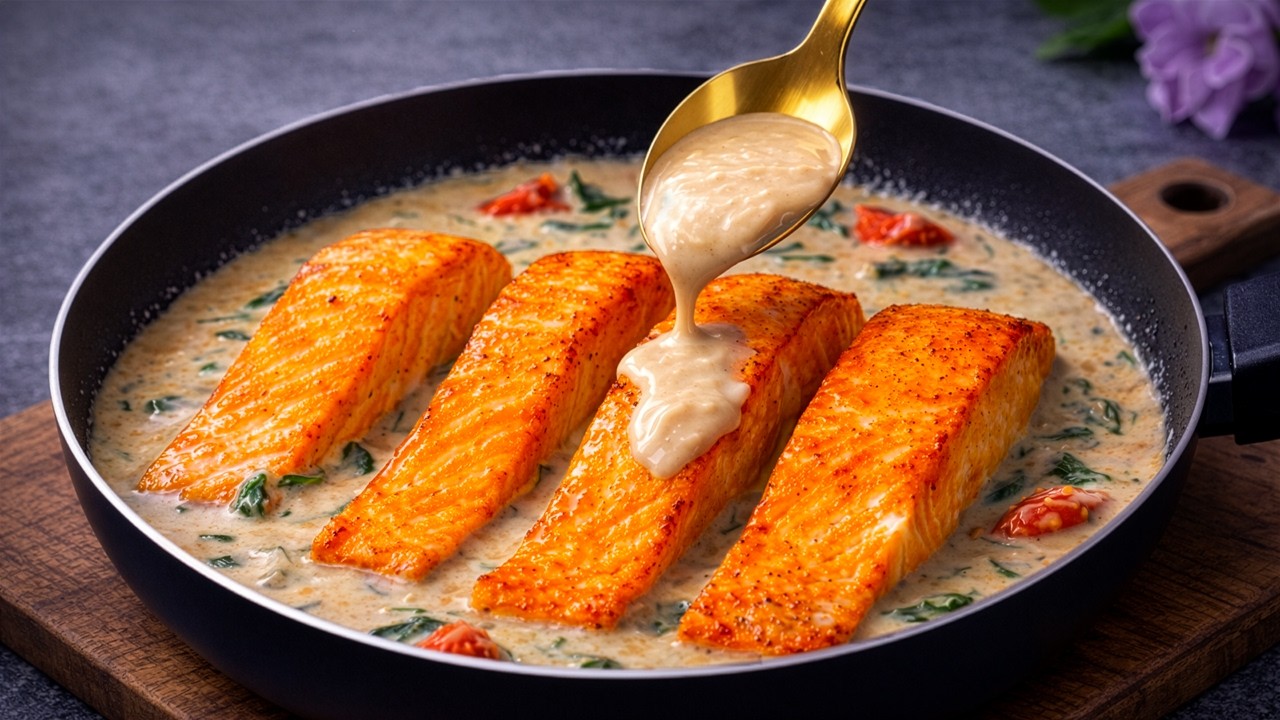 Healthy and DELICIOUS! Dinner in one pan! A new way to cook salmon that you'll love!