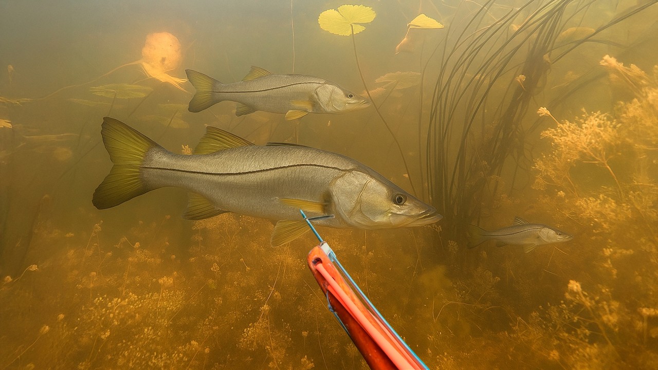 Una gran dia de pesca y cocina de robalos con arpón, encuentro con cocodrilos y mas