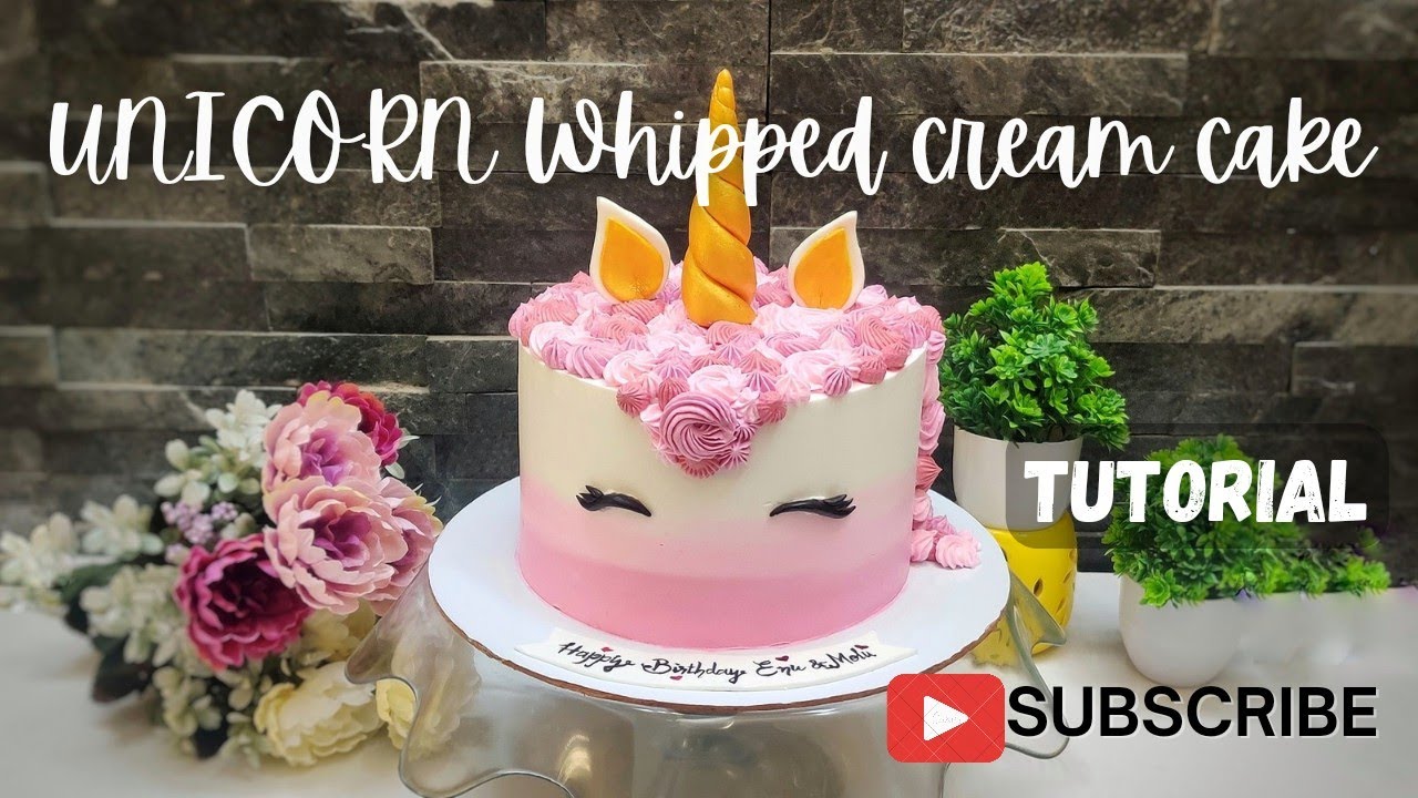 Pink & White UNICORN Ombre Whipped Cream Cake: Decorating Tutorial