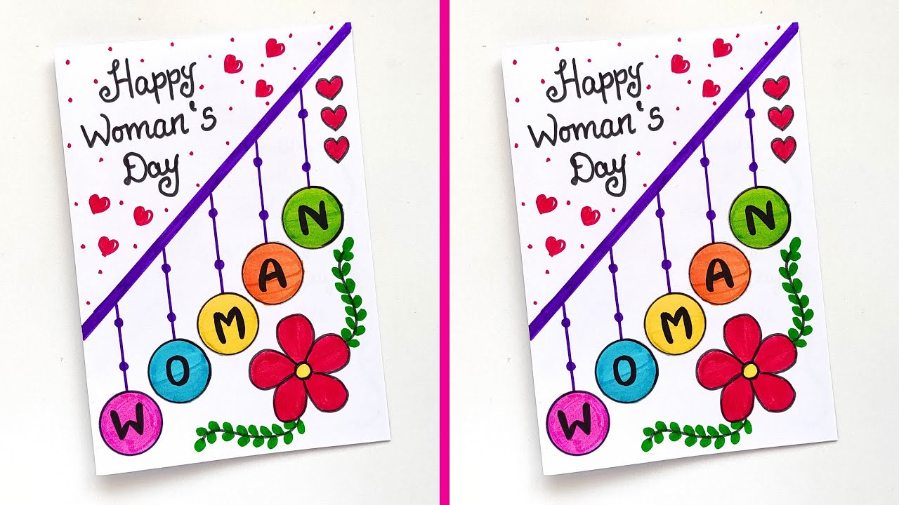 Easy & Beautiful Womens Day Card Ideas |❤️ Womens Day Greeting Card ❤️ | White Page Womens Day card