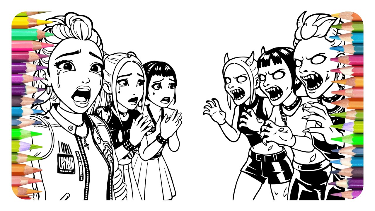 KPop Demon Hunters Coloring Pages / How to Color Girls Rumi, Mira, Zoey from HUNTRIX / all character