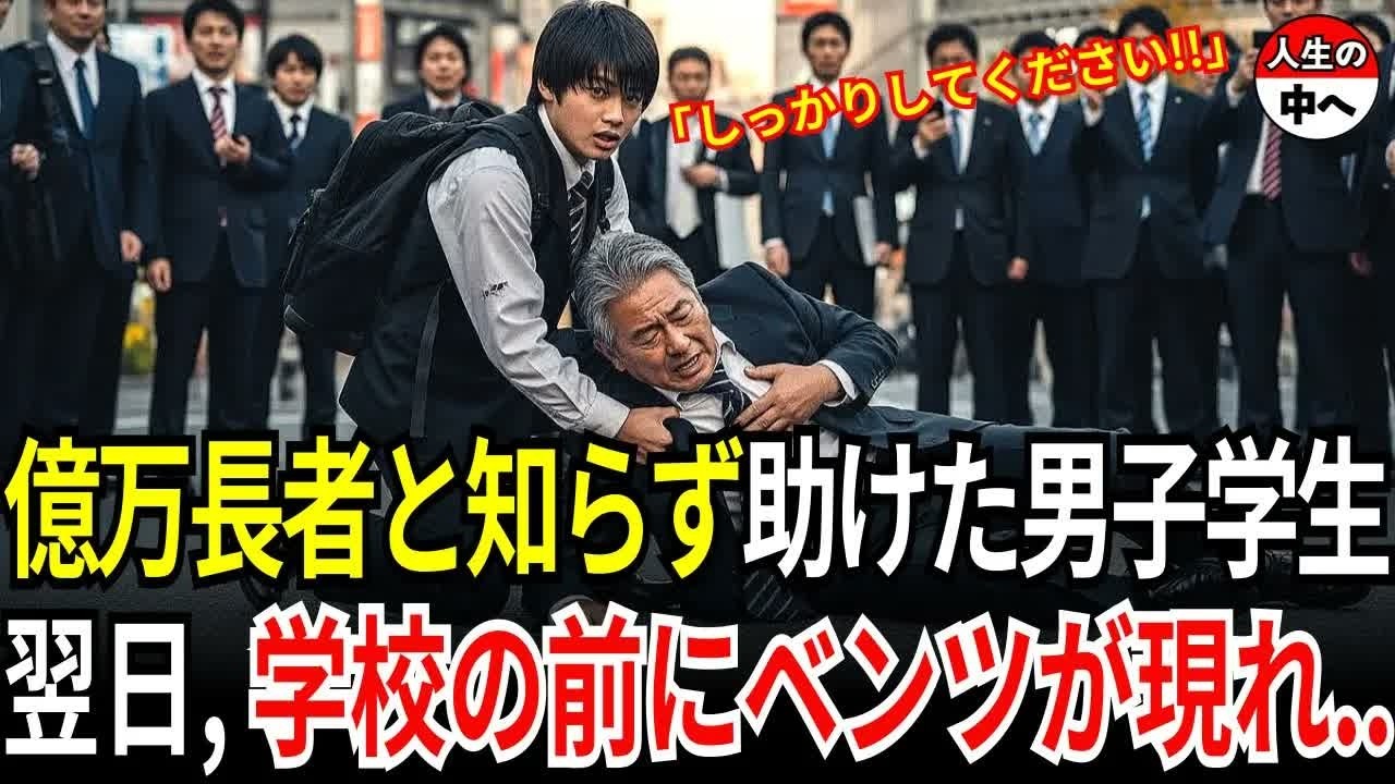 億万長者とも知らず助けた貧しい男子学生、翌日学校の前にベンツが現れて
