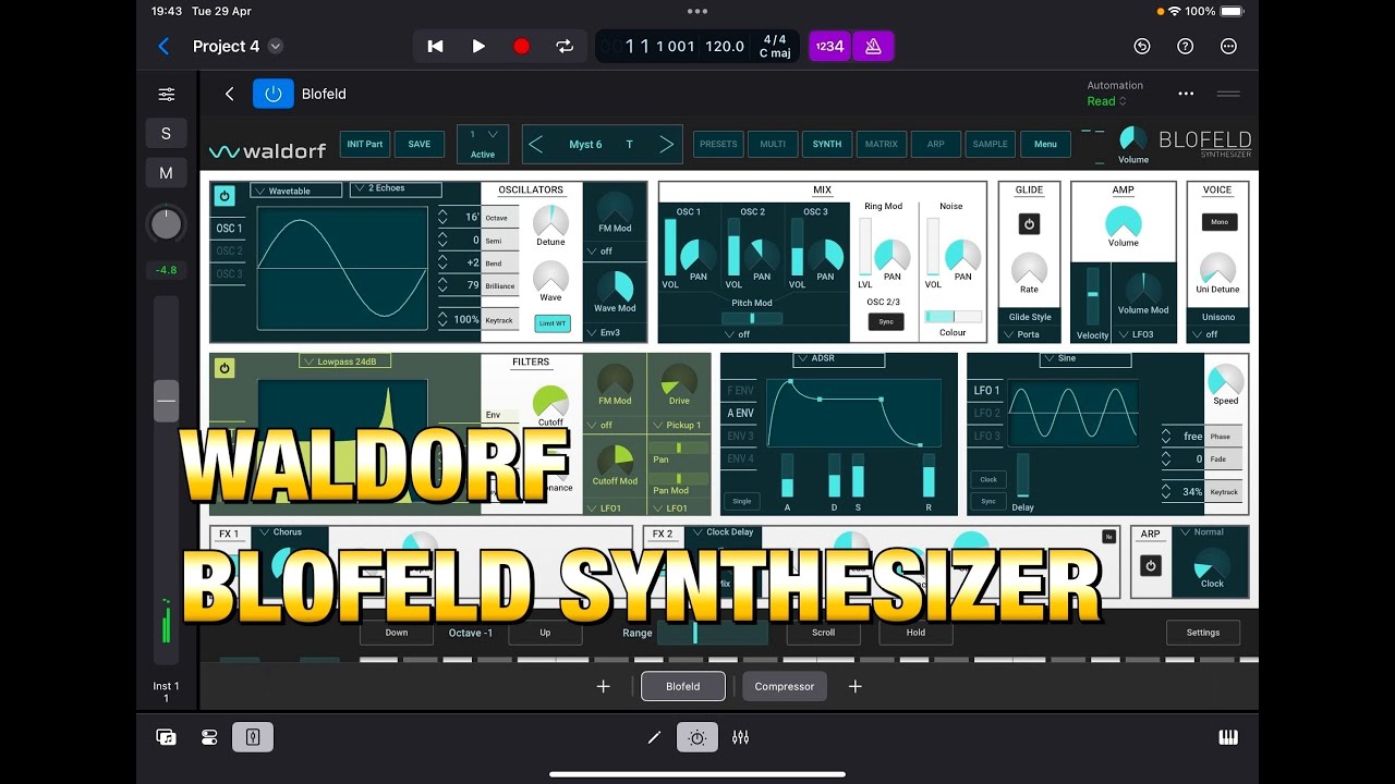 Waldorf BLOFELD Synthesizer - Factory Preset Demo for the iPad - No Talking