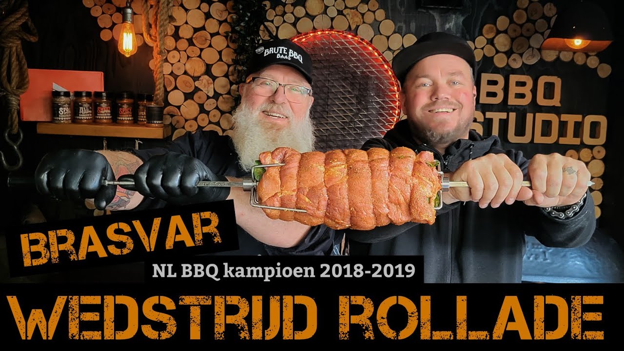 Gevulde brasvar procureur rollade op het spit - bbq