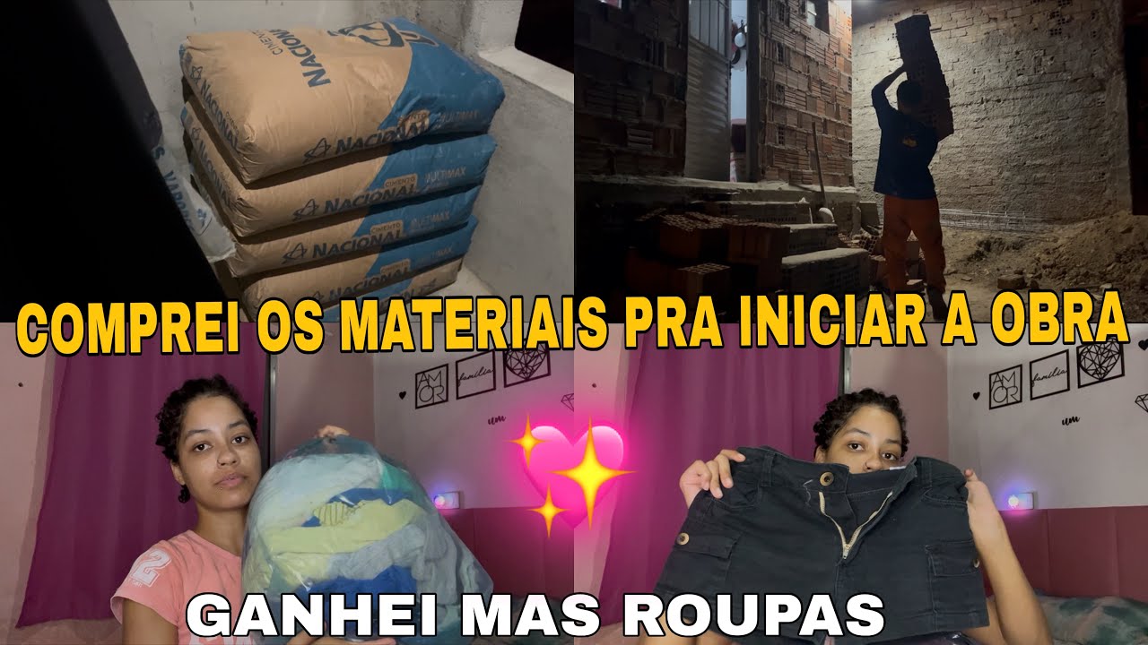 🌸COMPREI OS MATERIAIS PRA INICIAR A OBRA🚧GANHEI MAS ROUPAS USADAS😍