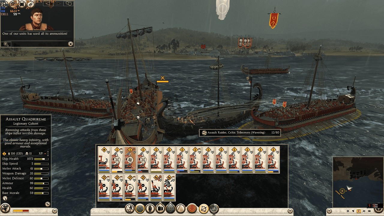 Rome 2 Rainy Battle Octavian Navy Dominate Sea Battle Against Galatia and  Beach Battle ?