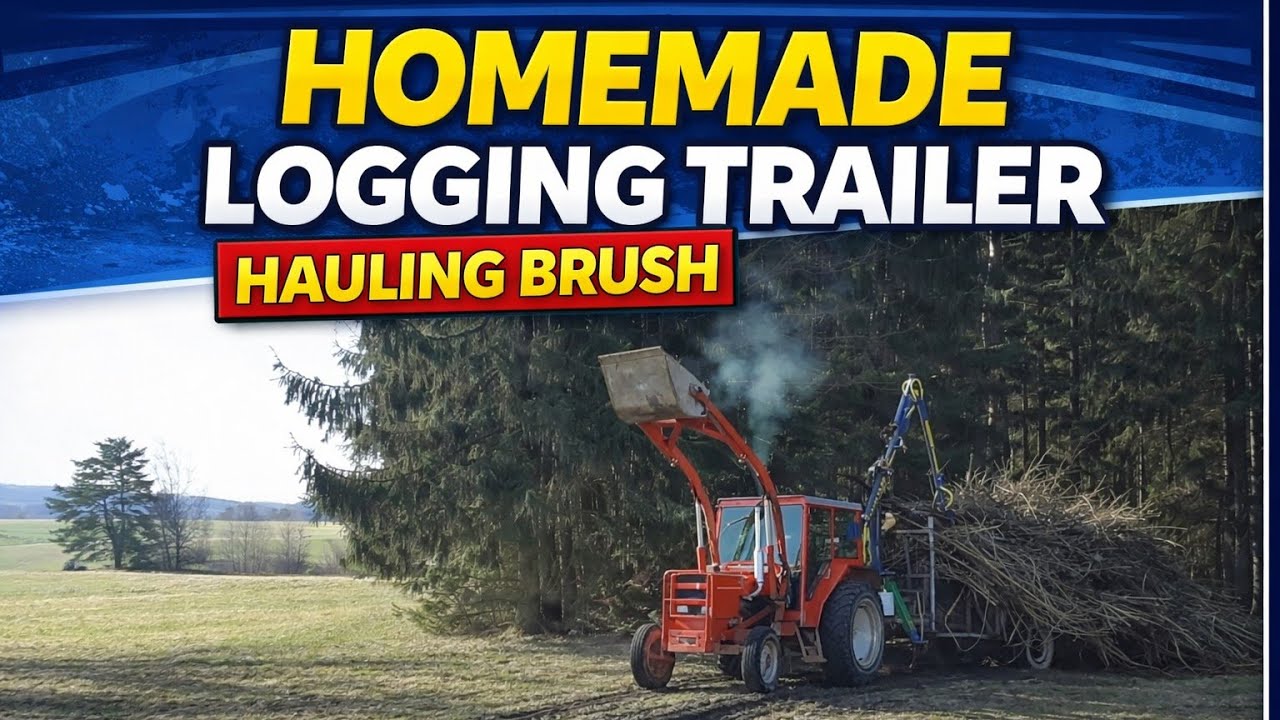 #6 Eigenbau R&uuml;ckewagen mit Traktor im Wald Brennholz/ Reisig fahren. Homemade Logging Trailer Forest