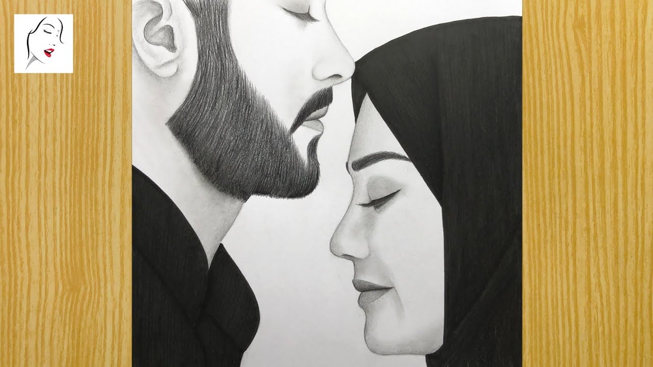 Как нарисовать влюбленную пару шаг за шагом | рисунок объятий пары | Ladki ki Drawing | GIrl Art