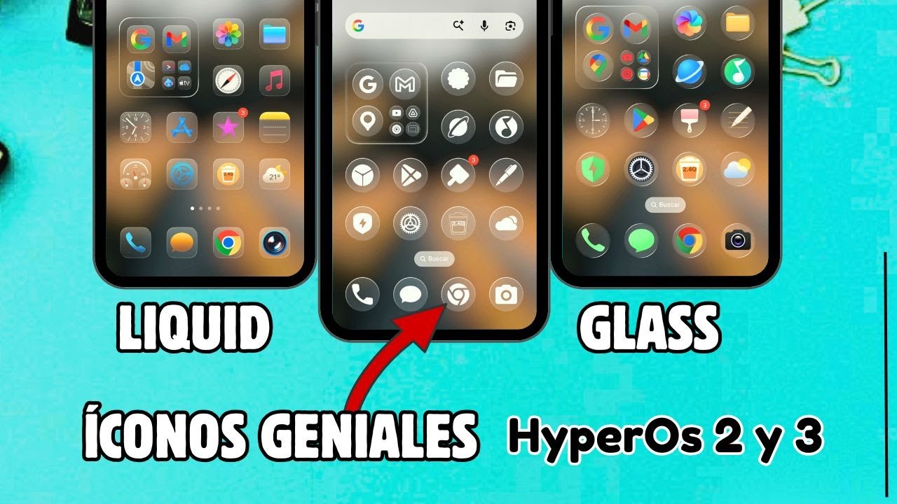 Íconos Maravillosos al Estilo Liquid Glass en HOS 2 y HOS 3 para tu Xioami - Redmi - Poco