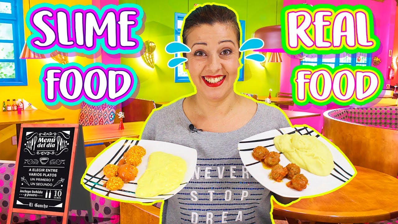 Slime food Vs Real food | Haciendo comida de slime !! 🍔🥤 Satisfying Slime