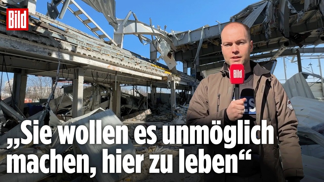 Russland zerst&ouml;rt Eishockey-Arena von Cherson | BILD-Lagezentrum VOR ORT