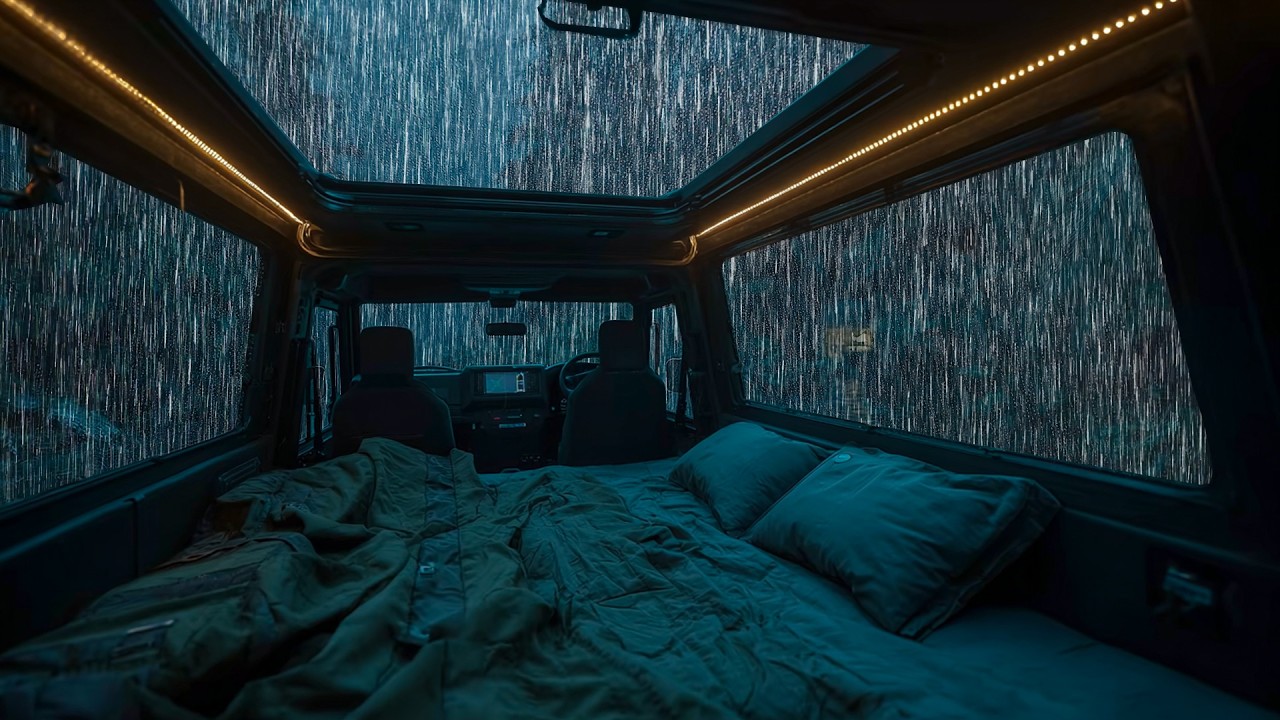 3 Horas ⚡ Duerme Rápido Sonidos Curativos de Lluvia en el Bosque dentro de una Caravana