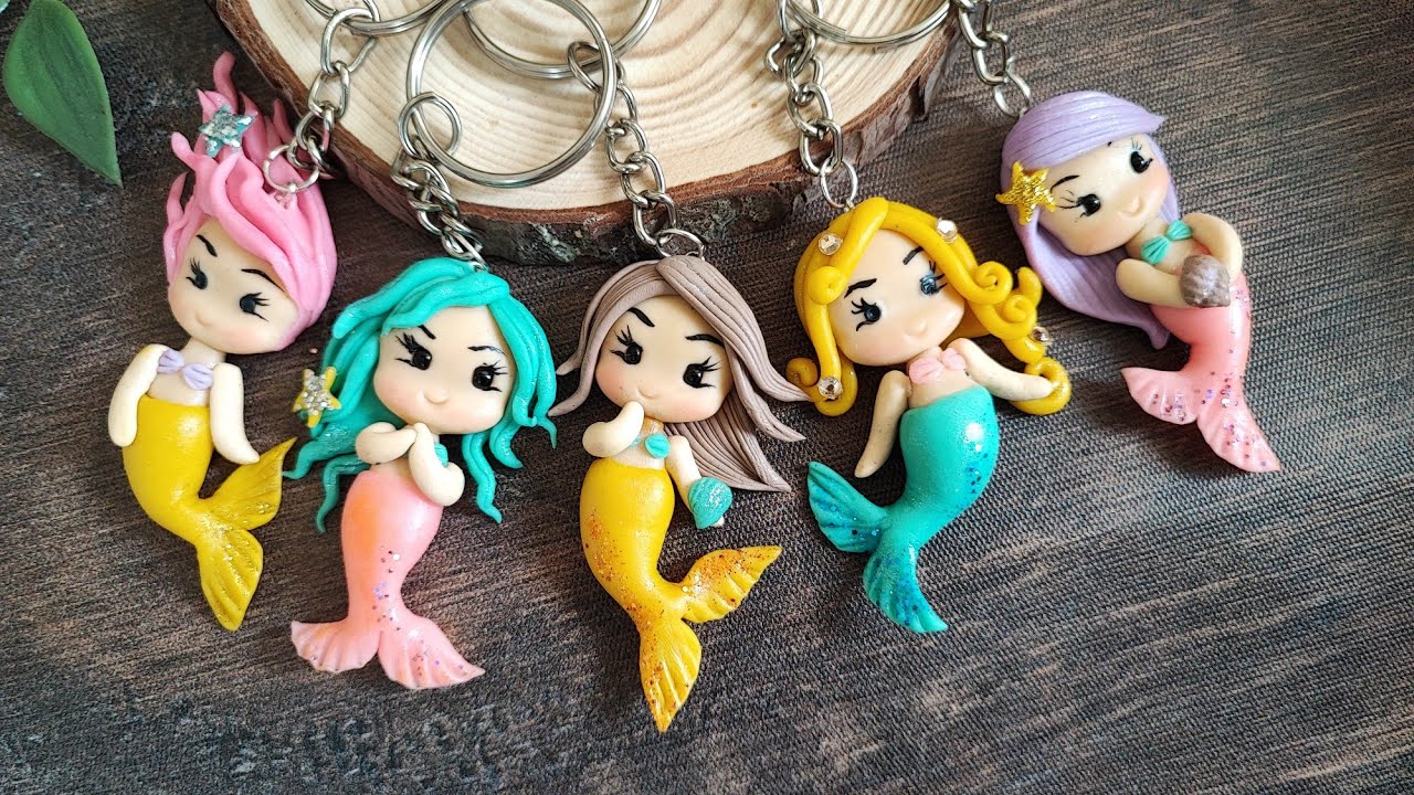 Mermaid Keychains | Clay Dolls Tutorial | Cold Porcelain Art | Clay Craft Ideas | Air Dry Clay