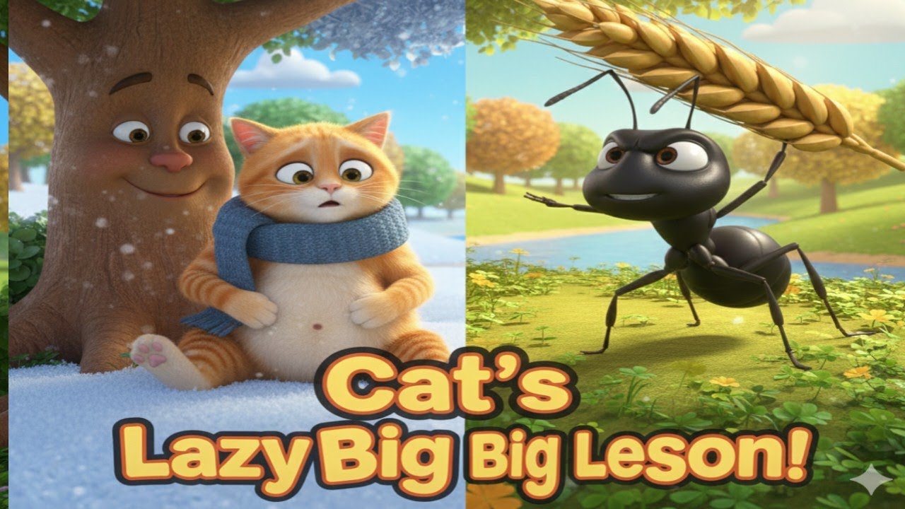 Lazy Cat Learns a Big Lesson | Moral Story for Kids | Hard Work vs Laziness